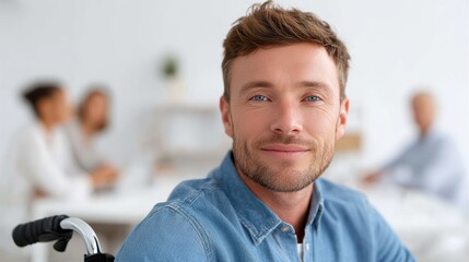 Man in Wheelchair, Disability, Healthcare, Smiling Portrait