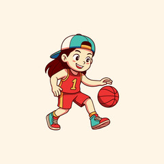 Illustration of children playing basketball. Illustration of basketball sports