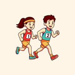 Illustration of two people taking part in a marathon