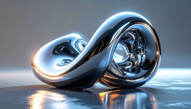 Glossy Mobius Strip Reflective Curvature in Abstract Form