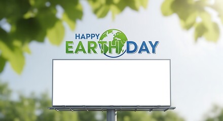 Happy Earth Day banner with a globe and leaves, symbolizing environmental awareness and conservation efforts for a sustainable future