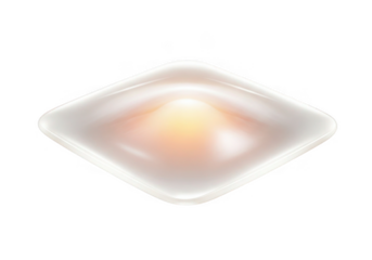 A single poached egg in a white square dish isolated on transparent background