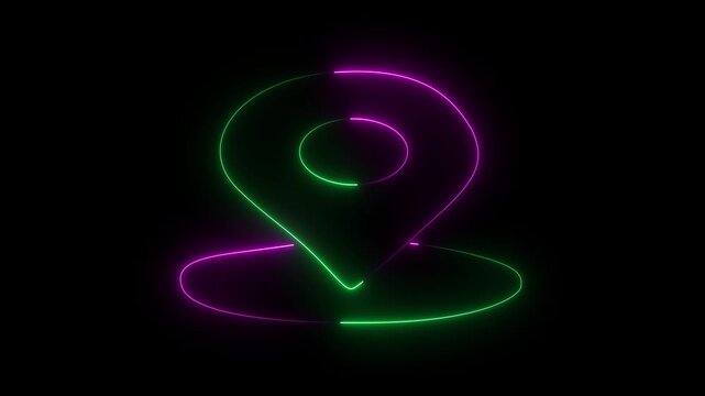 Neon GPS Location Pin Animation Loop