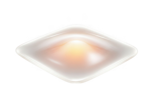 A single poached egg in a white square dish isolated on transparent background