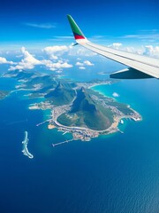 Fototapeta premium Rio de Janeiro from the ocean, airplane approaching the city, city, Rio de Janeiro