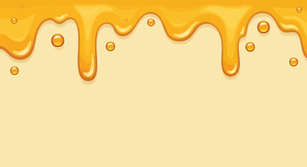 Golden liquid honey or syrup drips with sweet bubbles, creating a delicious and vibrant sticky texture background