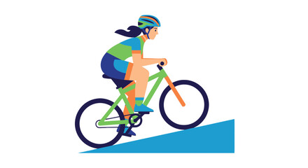 Obraz premium Cyclist Ascends Steep Slope Depicting Endurance, Strength, And Recreational Activity