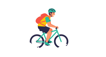 Obraz premium Cyclist With Backpack Enjoys a Bike Ride, Perfect For Environmental And Leisure Themes