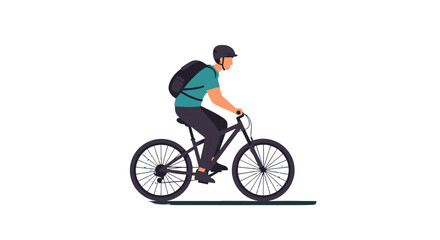 Obraz premium Cyclist Cycling Alone Against Solitude, Illustrating Outdoor Recreation and Transport
