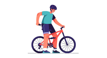 Fototapeta premium Cyclist Enjoying a Bicycle Ride on a Day Out, Simple Digital Illustration