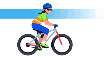 Fototapeta premium Cyclist Enjoying A Ride With Modern Bicycle And Blue Strip On A Black Background
