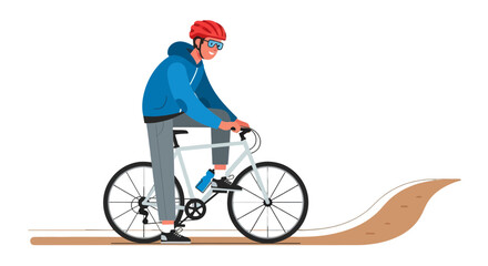 Fototapeta premium Cyclist Enjoying Ride On A Bicycle With Stylish Gear And Black Background