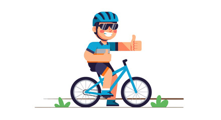 Fototapeta premium Cyclist Giving Thumbs Up, Positive Attitude, Enjoying A Bicycle Ride in Silhouette