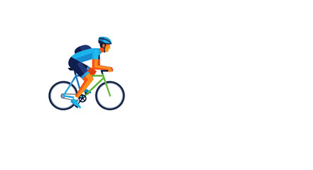 Naklejka premium Cyclist In Motion Riding Bicycle Against Black Backdrop Minimalistic Illustration