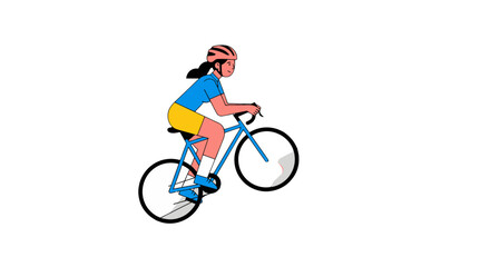 Naklejka premium Cyclist Joyfully Cycling With Bold Colors And Minimalist Design Against Black Background