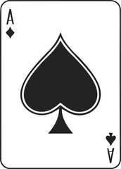 Ace of spades card sketch, hand drawn playing card with bold spade symbol — stock vector