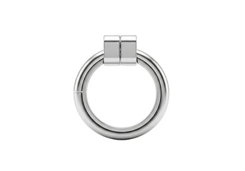 Silver ring drawer pull hardware isolated on transparent background