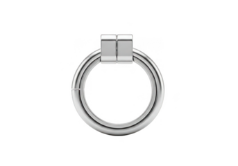 Silver ring drawer pull hardware isolated on transparent background