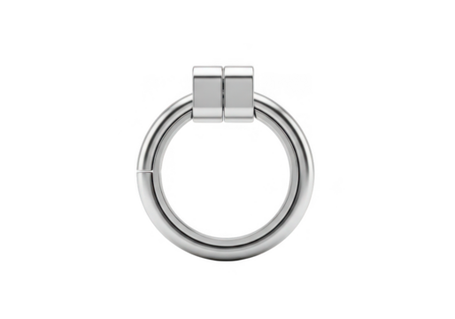 Silver ring drawer pull hardware isolated on transparent background