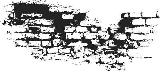 Grunge brick wall sketch, hand drawn distressed masonry texture on white &mdash; stock vector