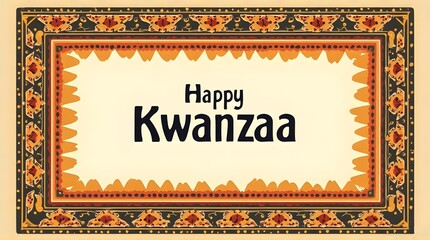 Happy Kwanzaa festive greeting banner with traditional decorative frame