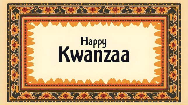 Happy Kwanzaa festive greeting banner with traditional decorative frame