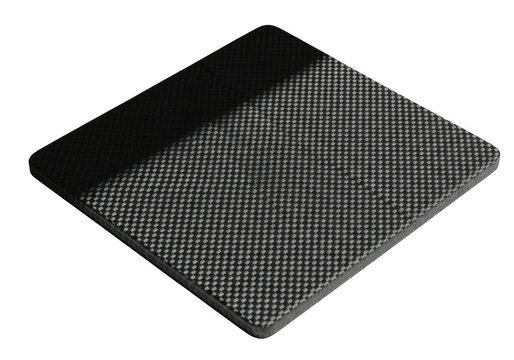 Textured square object with dark shadow isolated on transparent background