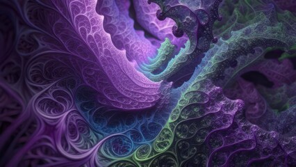 Fractal pattern with purple and green hues
