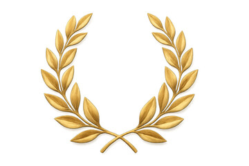 Gold laurel wreath symbolizing victory and achievement on transparent background