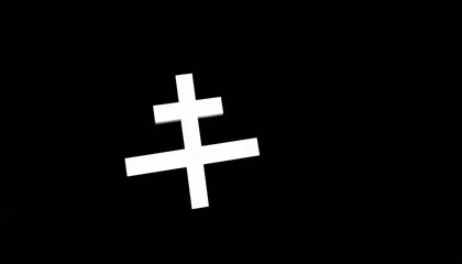 A stark white cross sharply contrasted against a pure black background, white, geometry