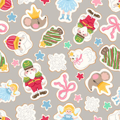 Christmas Seamless Pattern, Pastel Snowman and Santa Ornament Digital Paper, Holiday Sweet (PNG, JPG Digital Download)