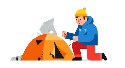 Fototapeta premium Establishing Campsite Activities Depicting Camping Adventures For Digital Visualization