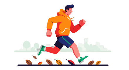 Fototapeta premium Energetic Runner In Motion Depicted In Vector Illustration With Autumn Vibes