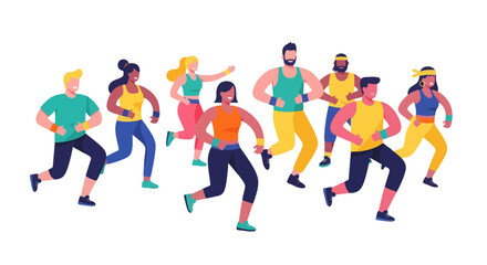 Fototapeta premium Energetic Runners Jogging Together Joyfully Practicing Fitness With Modern Uniforms