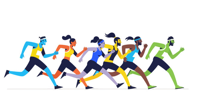 Energetic Runners Racing with Determination Against a Deep Black Background for Victory