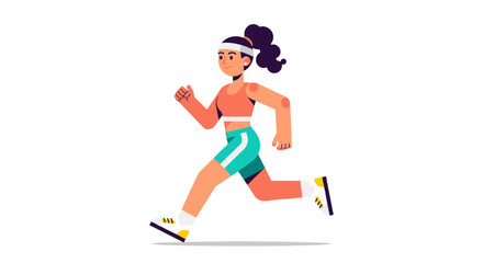 Obraz premium Energetic Woman Running in Modern Vector Style Depicted on a Black Background