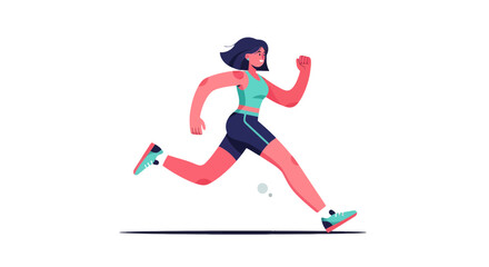 Fototapeta premium Energetic Woman Running in Modern Vector Style Depicting Physical Activity and Wellness