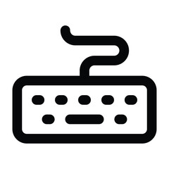 Keyboard outline illustrating key layout with simple strokes. Suitable for typing interfaces, digital workspace graphics, and app mockups.