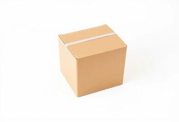 A plain brown cardboard box sits on a clean white background,  rectangle,  brown