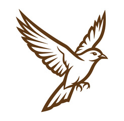 Obraz premium Brown bird in flight silhouette graphic illustration isolated on white background