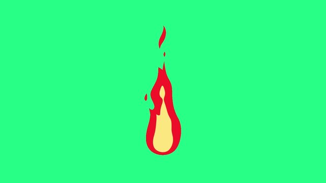 A bright neon-green backdrop hosts a centered red-yellow flame icon with clean, simple lines, crisp, video loops, green screen, 4k, footage, 4k footage, videos, video clip, slow motion