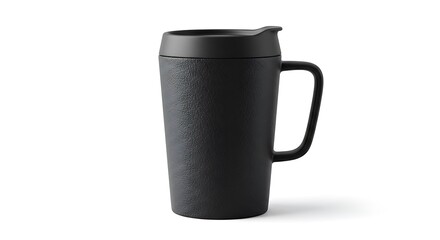 Black Travel Mug with Lid and Handle