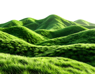 Lush green rolling hills under a dark sky