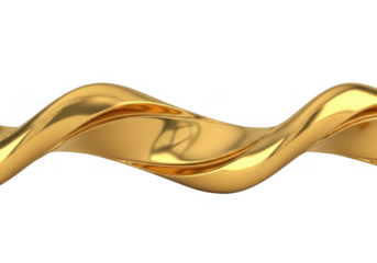Shiny gold liquid wave isolated on transparent background