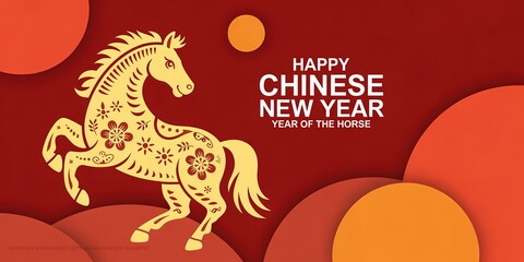 2026 Happy New Year Chinese Zodiac Horse Greeting Card Design Vector Illustration