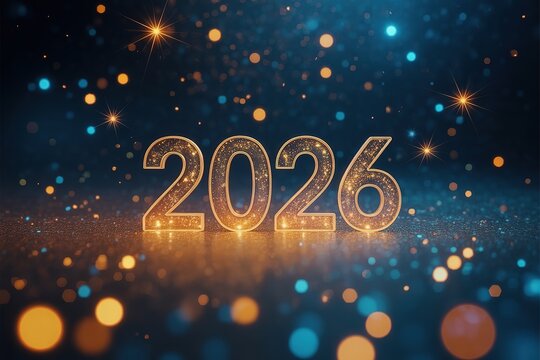 Glittery 2026 Happy New Year Sparkling Celebration Background Festive Design