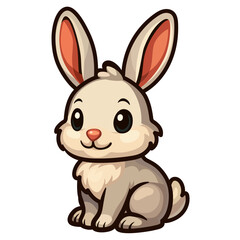 Cute Cartoon Rabbit Icon, Chibi Bunny Character Vector Illustration