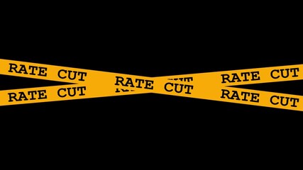 Rate cut Yellow Caution tape Animation.