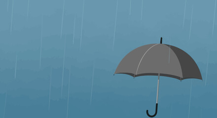 Illustration of an umbrella in the rain conveying protection and weather conditions on a rainy day