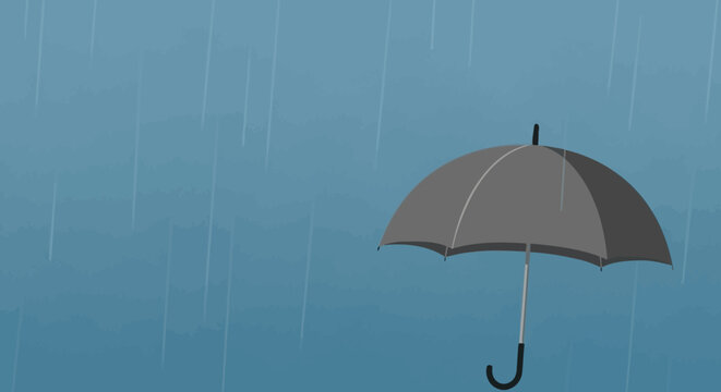 Illustration of an umbrella in the rain conveying protection and weather conditions on a rainy day